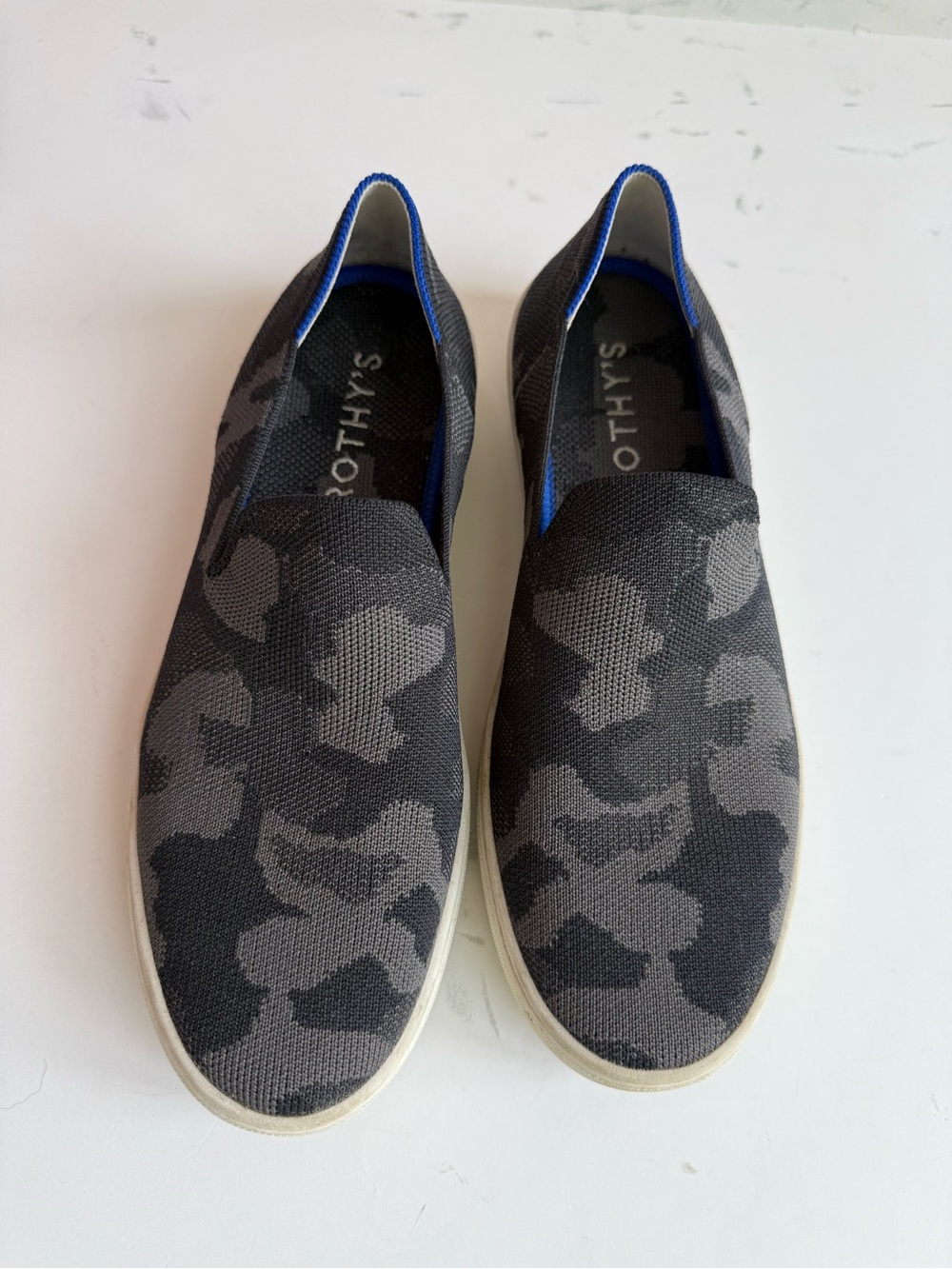 Rothy's Slip-On Sneakers - Black & Gray Camo
